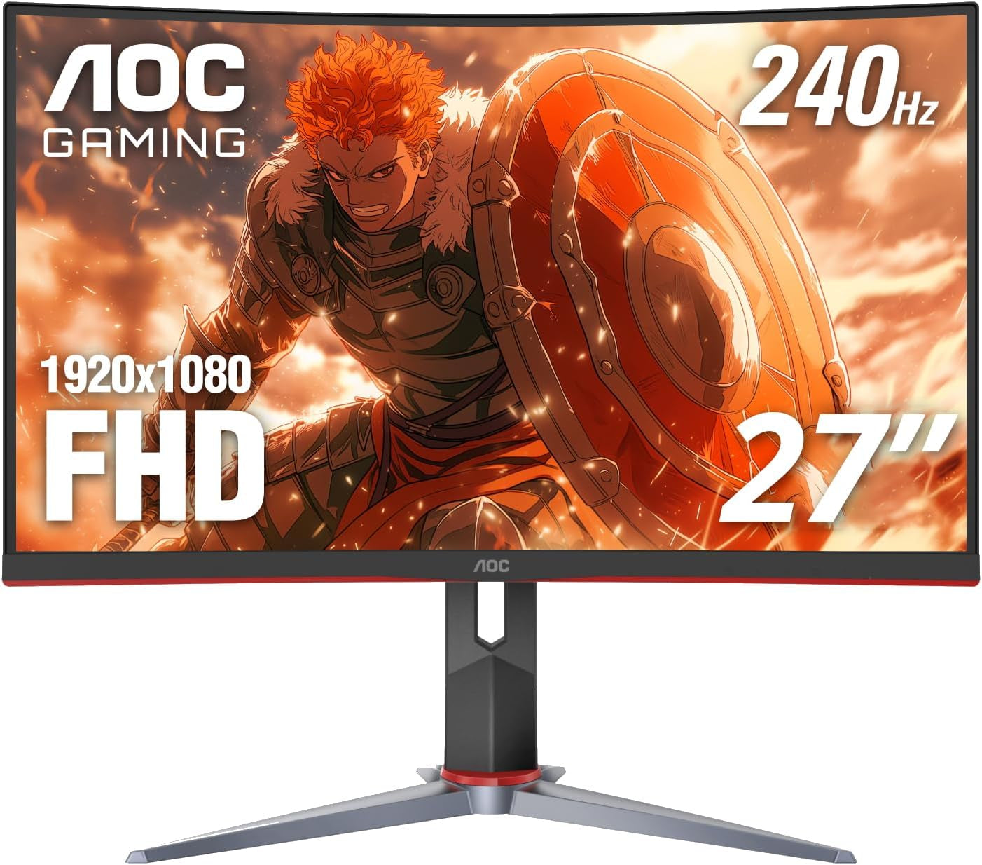 27" Curved Ultra-Fast Gaming Monitor - FHD 1080P, 240Hz, 0.5ms Response, Freesync, Height Adjustable, 3-Year Zero Dead Pixel Guarantee - Immerse Yourself in Gaming!