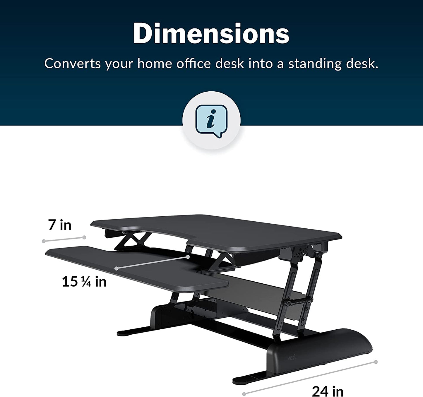 Desk Essential 36 - Two-Tier Height Adjustable Standing Desk Converter for Monitors and Accessories - Fully Assembled 36" Wide Monitor Riser for Home Office - Black