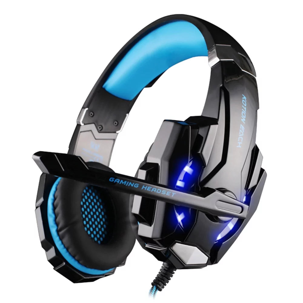 G9000 Over-Ear Gaming Headset with Noise Cancellation, Microphone, and LED Light Control for Laptop, Tablet, Mobile Phones, and Desktop PC