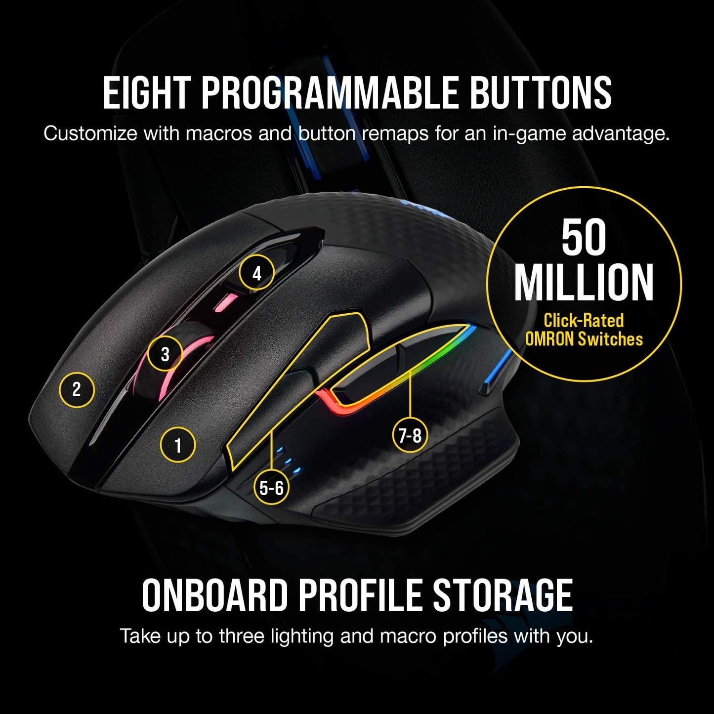 Dark Core RGB Pro Wireless Optical Gaming Mouse with SLIPSTREAM Technology, 18000 DPI, Backlit RGB LED, Black