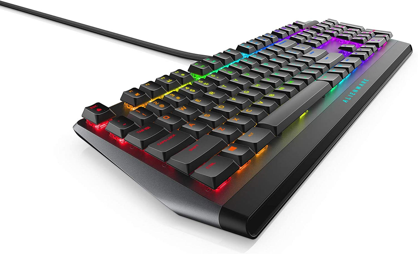 AW510K Low-Profile RGB Gaming Keyboard with AlienFX Per-Key RGB LED Backlighting, Integrated Media Controls, USB Passthrough, and Cherry MX Low Profile Red Switches