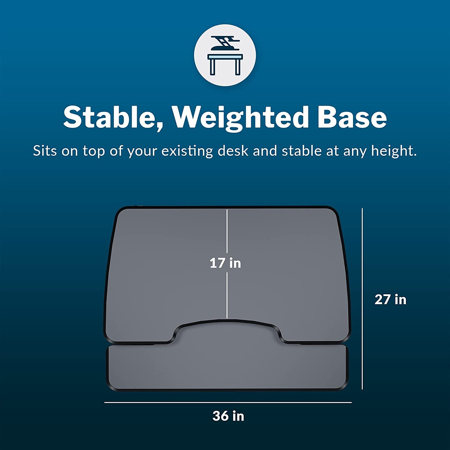 Desk Essential 36 - Two-Tier Height Adjustable Standing Desk Converter for Monitors and Accessories - Fully Assembled 36" Wide Monitor Riser for Home Office - Black