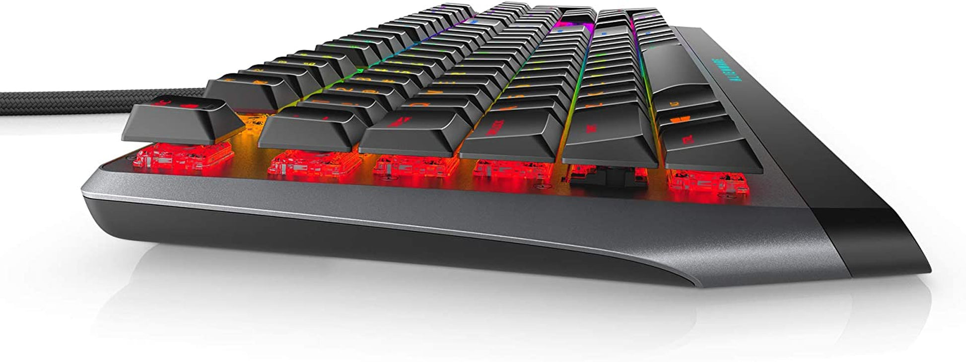 AW510K Low-Profile RGB Gaming Keyboard with AlienFX Per-Key RGB LED Backlighting, Integrated Media Controls, USB Passthrough, and Cherry MX Low Profile Red Switches