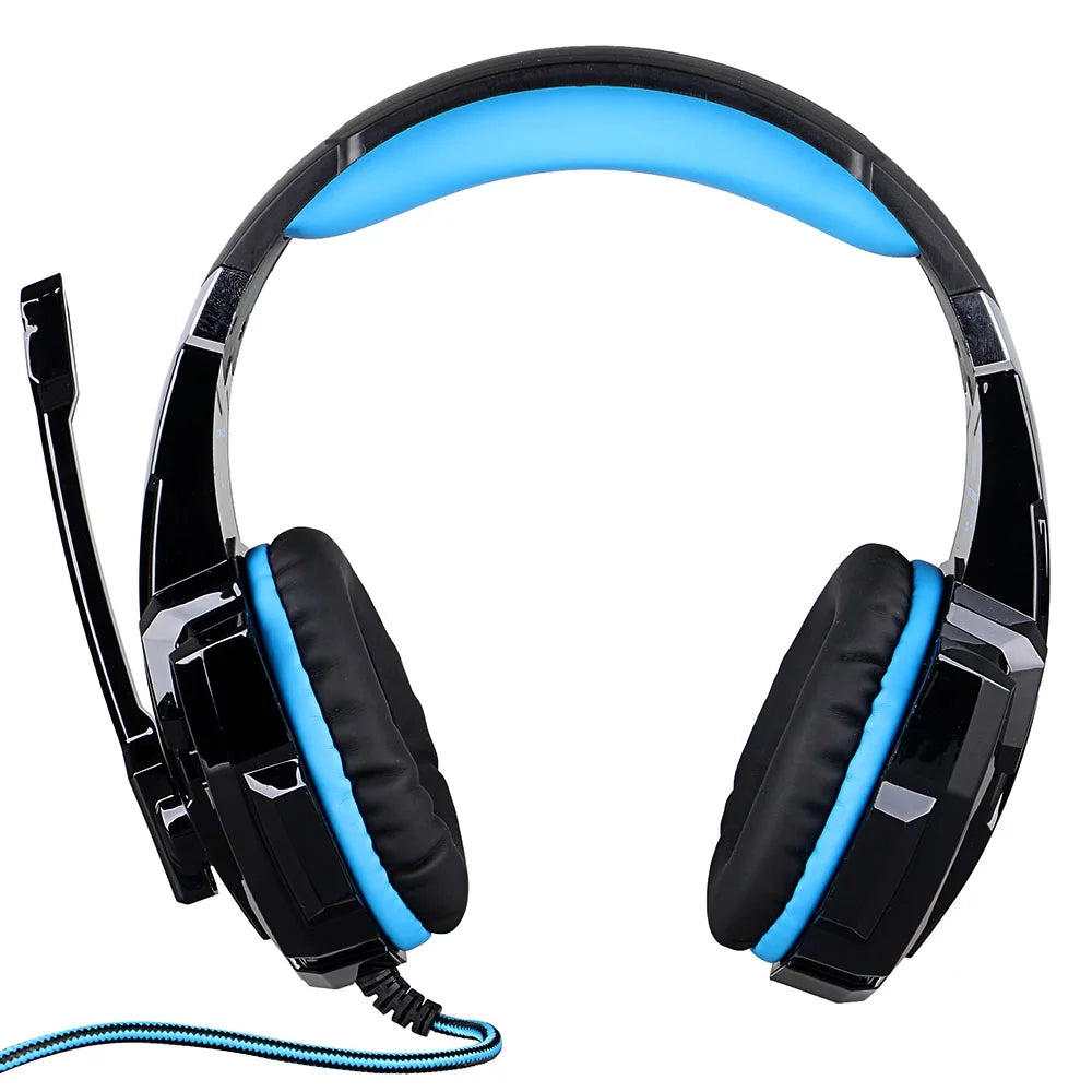 G9000 Over-Ear Gaming Headset with Noise Cancellation, Microphone, and LED Light Control for Laptop, Tablet, Mobile Phones, and Desktop PC