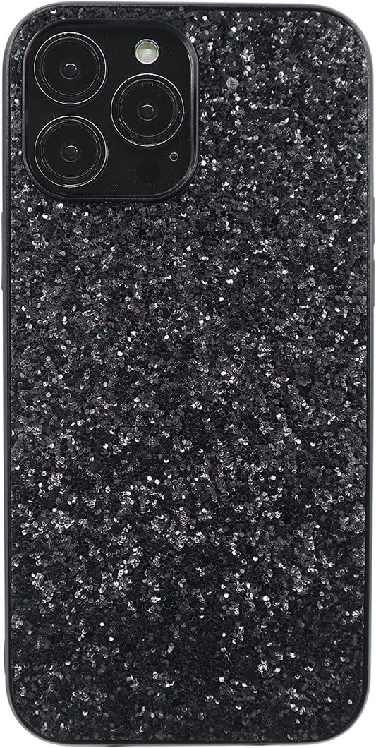 Crystal Diamond Glitter Shockproof Phone Case for iPhone 12 - Black, Designed for Women and Girls