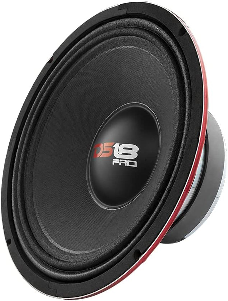 PRO-X10M 10-Inch Midrange Loudspeaker with Red Steel Basket - 600W Max, 300W RMS, 8 Ohms - Premium Quality Audio Speaker for Car or Truck Stereo Systems (Single Unit)