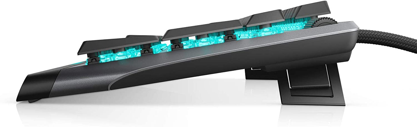 AW510K Low-Profile RGB Gaming Keyboard with AlienFX Per-Key RGB LED Backlighting, Integrated Media Controls, USB Passthrough, and Cherry MX Low Profile Red Switches