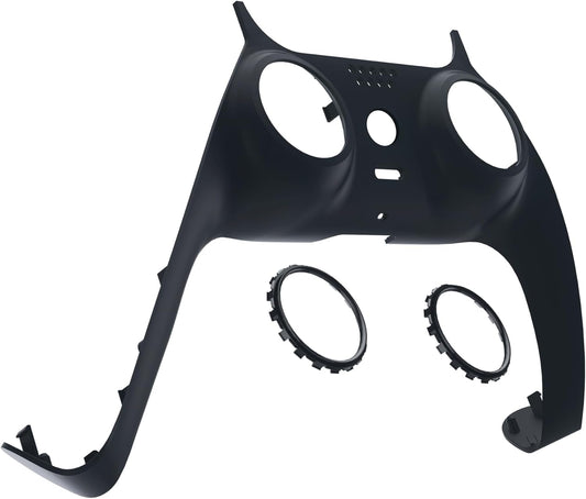 Solid Black Decorative Trim Shell for PS5 Controller - DIY Replacement Clip Shell with Custom Plates and Accent Rings