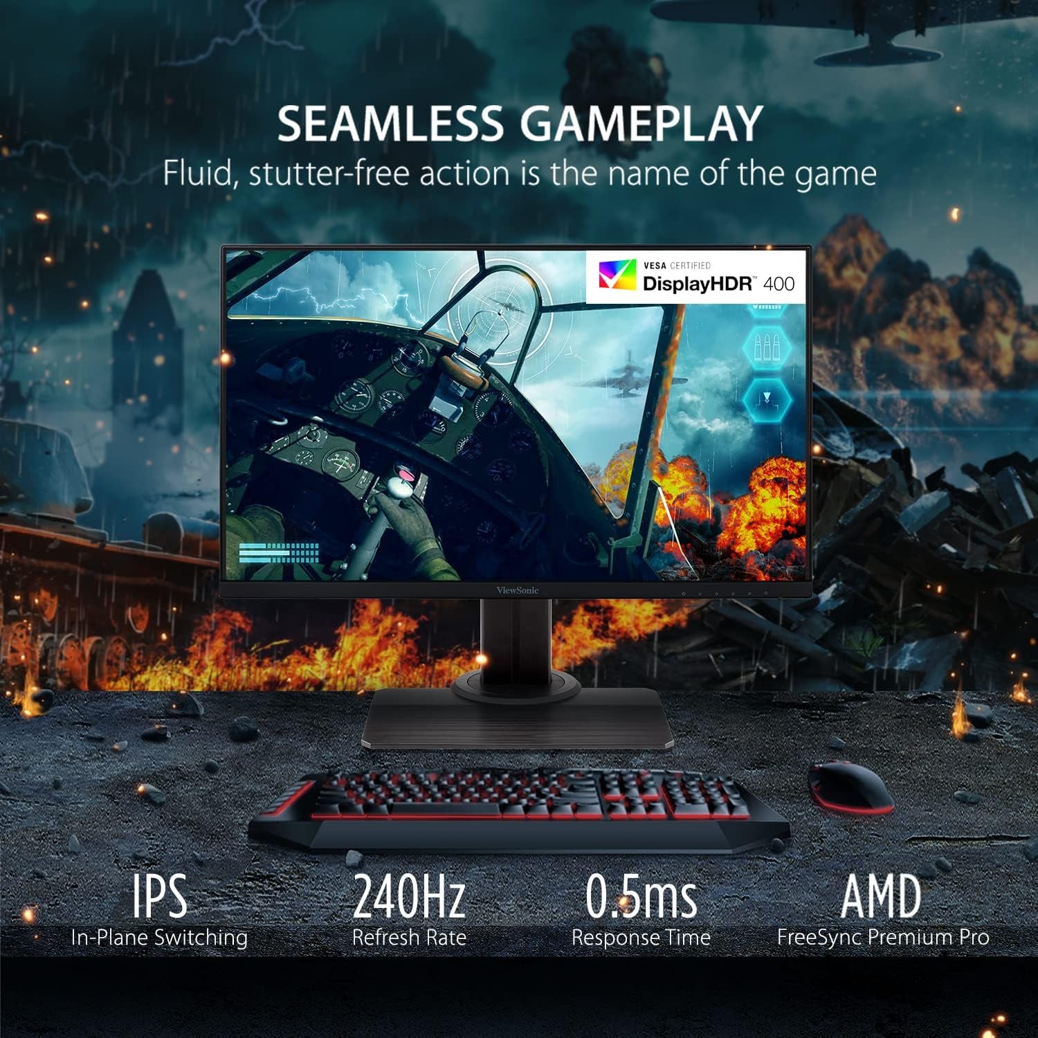 XG2431 24-Inch 1080P Gaming Monitor with 0.5ms Response Time, 240Hz Refresh Rate, FreeSync Premium, Advanced Ergonomics, Eye Care Technology, and HDR400 Support