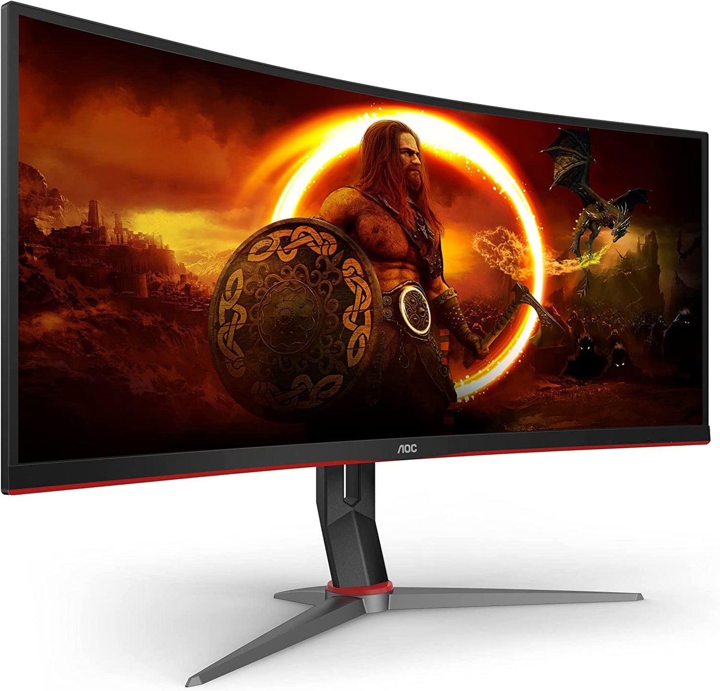 CU34G2X 34-Inch Curved Frameless Gaming Monitor, Ultrawide QHD 3440x1440, VA Panel, 1ms Response Time, 144Hz Adaptive-Sync, Height Adjustable, 3-Year Zero Dead Pixel Warranty, Black/Red