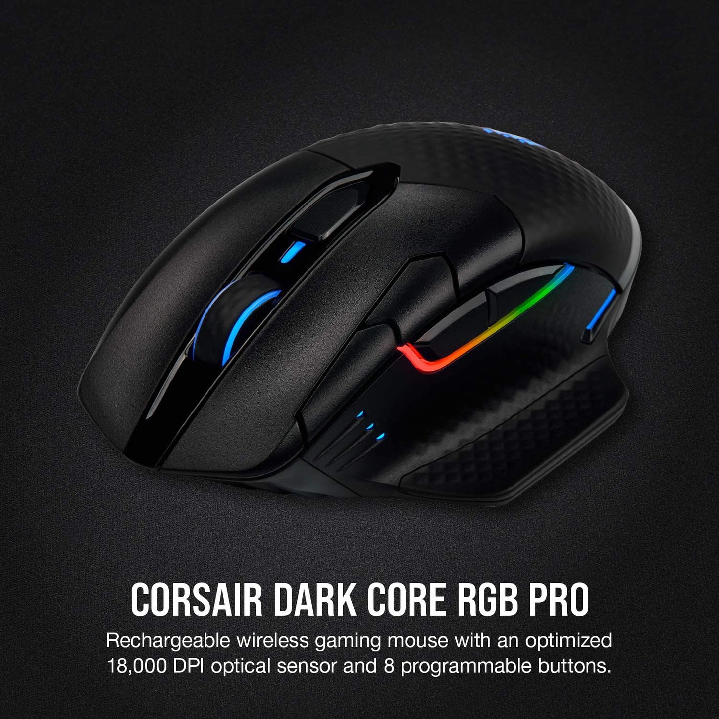 Dark Core RGB Pro Wireless Optical Gaming Mouse with SLIPSTREAM Technology, 18000 DPI, Backlit RGB LED, Black