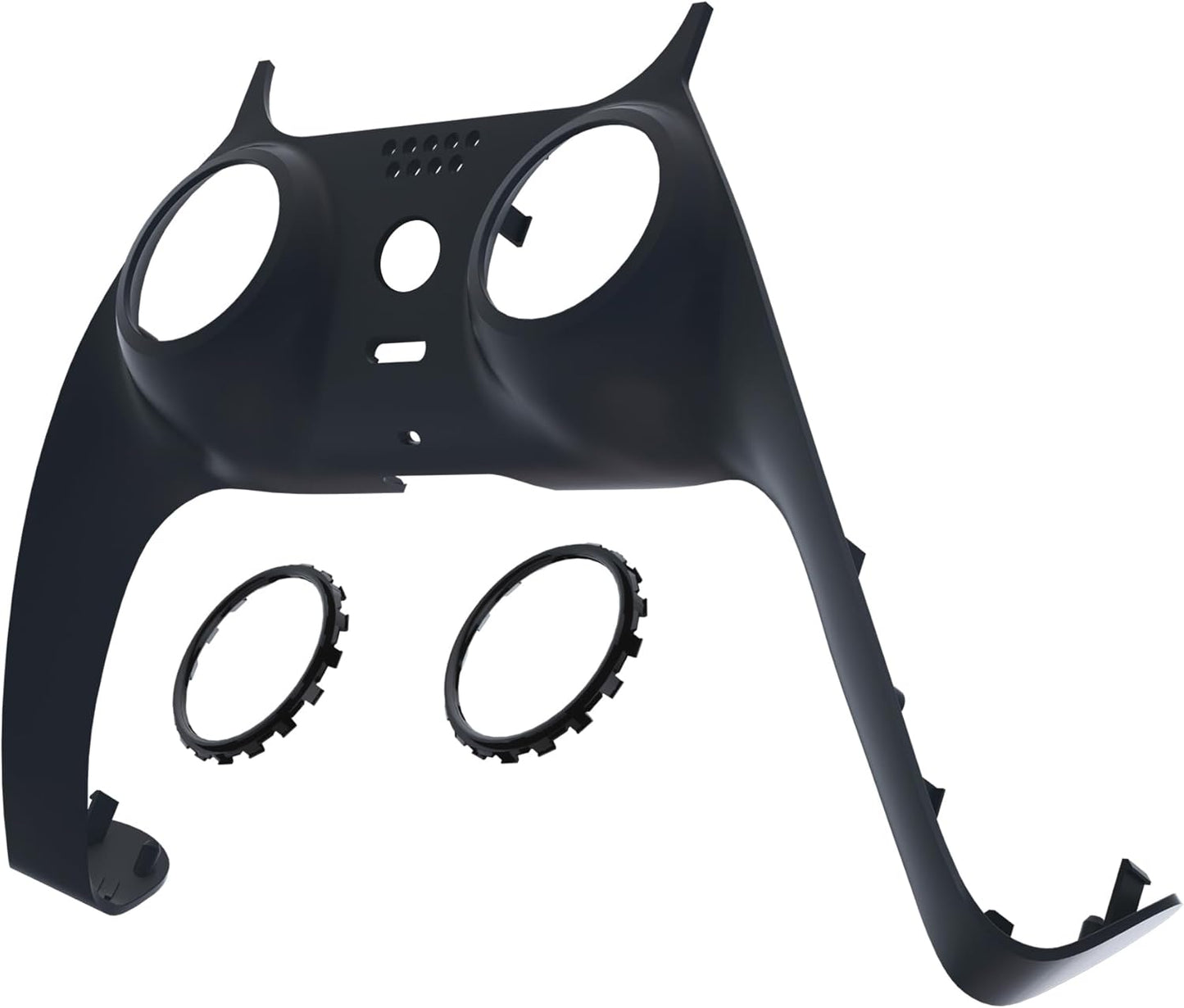 Solid Black Decorative Trim Shell for PS5 Controller - DIY Replacement Clip Shell with Custom Plates and Accent Rings