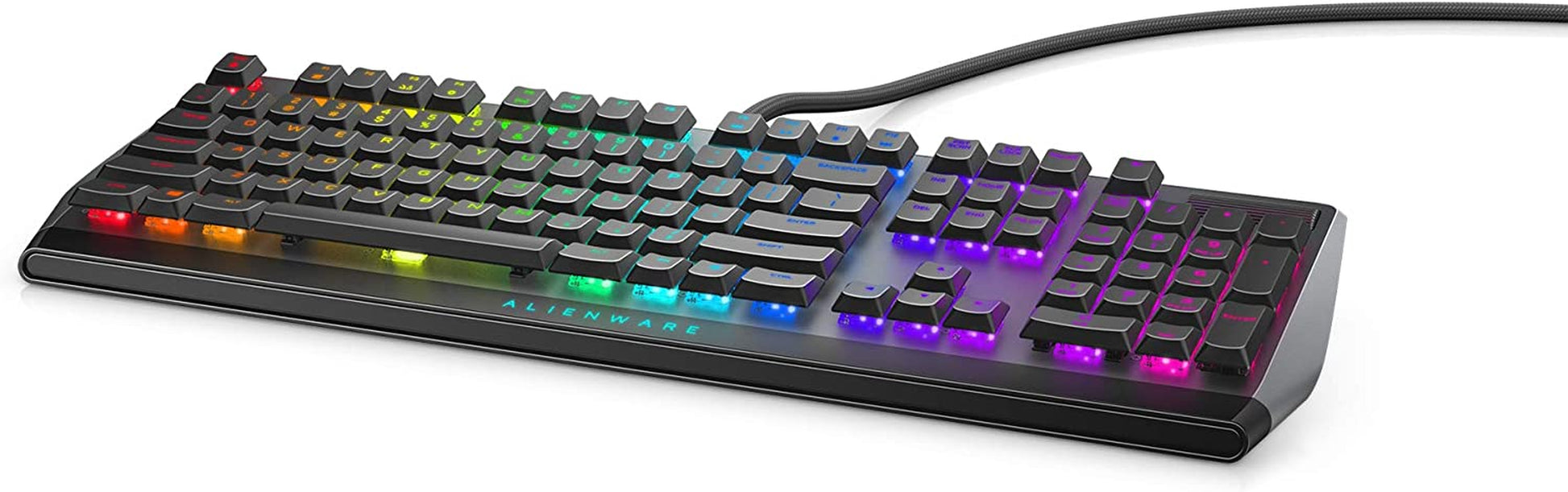 AW510K Low-Profile RGB Gaming Keyboard with AlienFX Per-Key RGB LED Backlighting, Integrated Media Controls, USB Passthrough, and Cherry MX Low Profile Red Switches