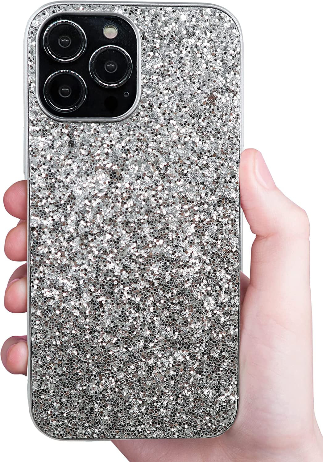 Crystal Diamond Glitter Soft Shockproof Phone Case for iPhone 12 Pro - Silver, Designed for Women and Girls